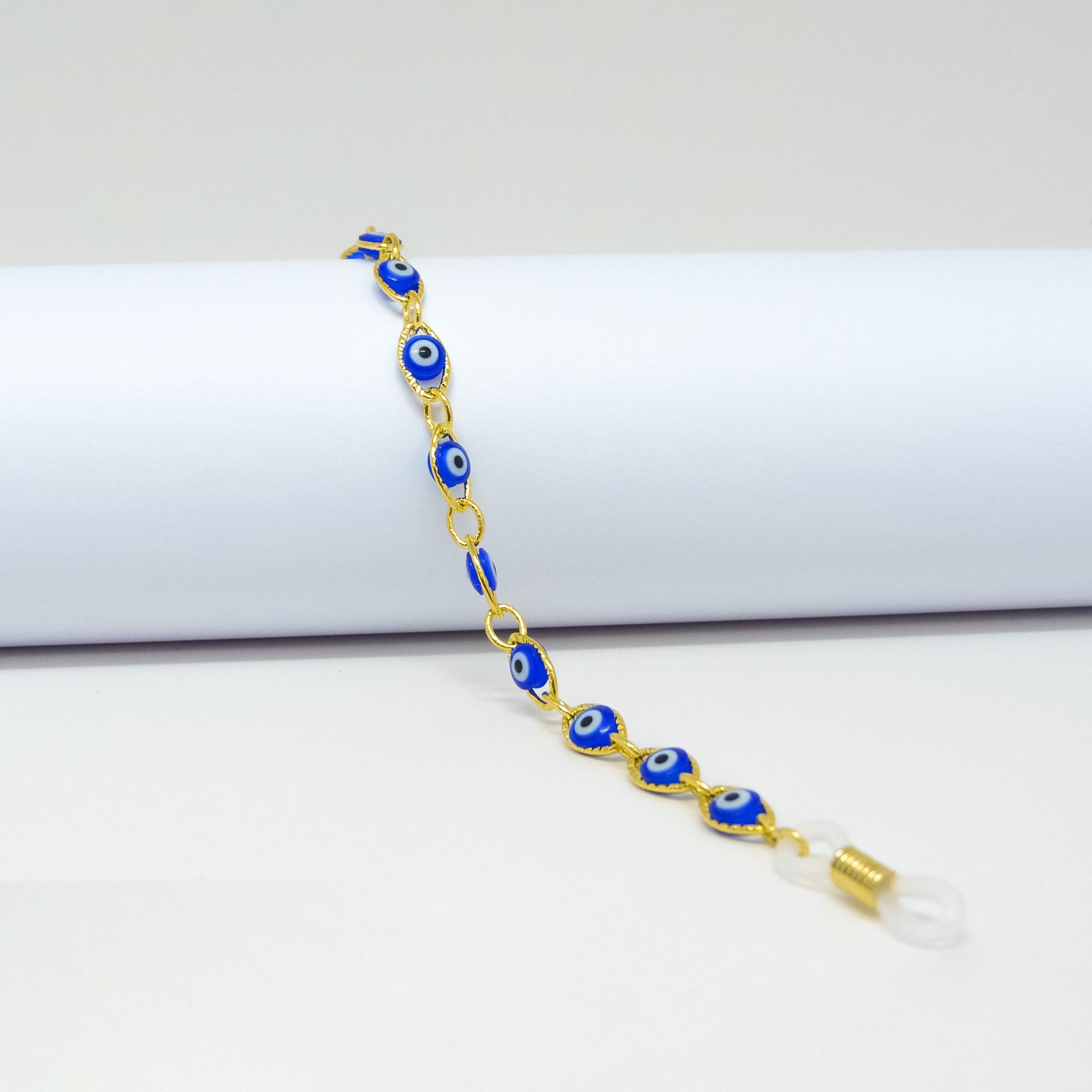 0104001-Corrente Metal OlhoGrego Azul Ouro FLAG 9 - Contém 3 Peças  - ENTREGA IMEDIATA  - PRODUTO EM PROMOÇÃO