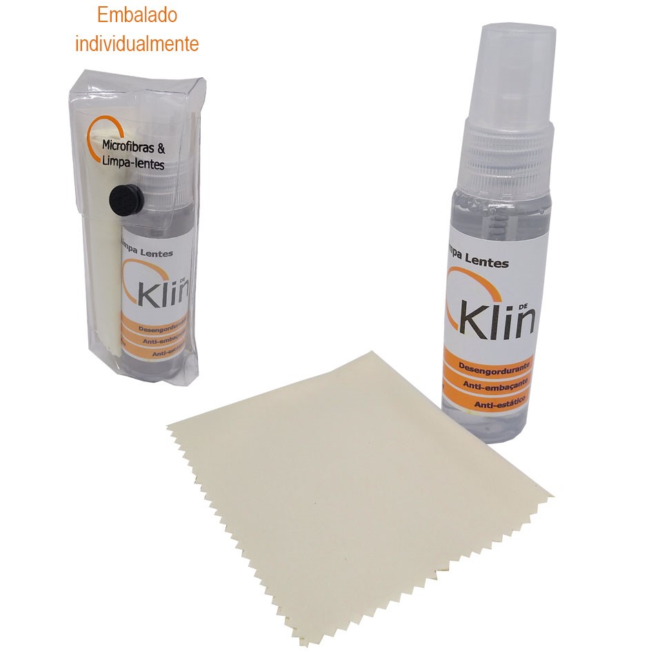 01KL001-Limpa-Lente Kit DeKlin 30ml+MicrofibraBranco 15x18 - Contém 1 Peça  - ENTREGA IMEDIATA