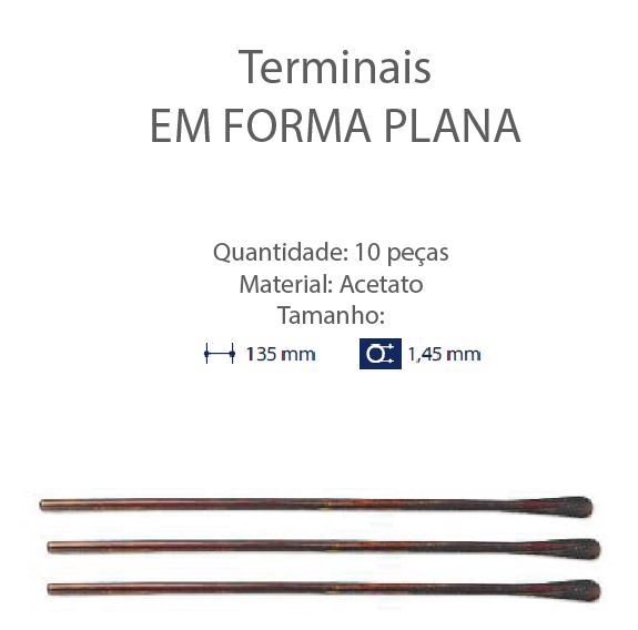 0200651-Terminal Comprido Espátula D=1,45mm Acetato Tartarugato FLAG E - Contém 10 Peças  - SOB ENCOMENDA