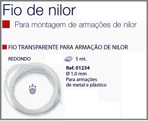 0201234-Espessura Fio_Nylon D=1,0mm Cristal FLAG E - Contém 5 Metros  - SOB ENCOMENDA