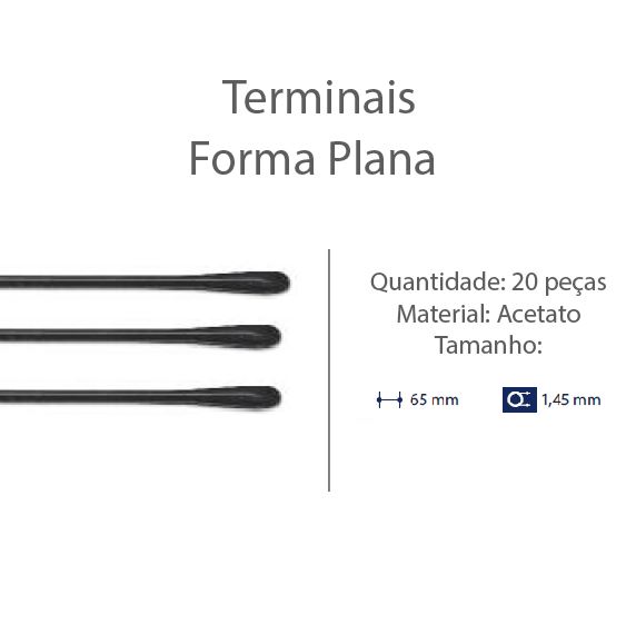 0201304-Terminal Espátula D=1,45mm Acetato Preto FLAG E - Contém 20 Peças  - SOB ENCOMENDA