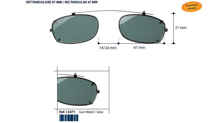 0212471-Clip-On Metal Fixo Retang 47 GunMetal/Cinza Mod12471 FLAG 9 - Contém 1 Peça  - ENTREGA IMEDIATA  - PRODUTO EM PROMOÇÃO